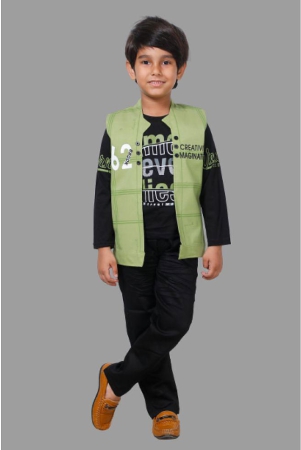 dkgf-fashion-green-cotton-blend-boys-shirt-pants-pack-of-1-none