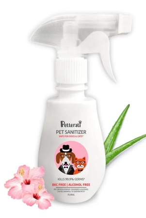 Petterati Floral Pet Sanitizer (250ml) BKC & Alcohol Free | Kills 99.9% Germs | with The Goodness of Aloe Vera & Vitamin E