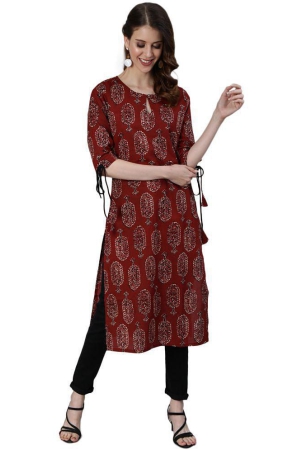 antaran-cotton-printed-straight-womens-kurti-maroon-pack-of-1-none