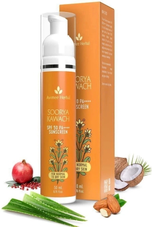 Avimee Herbal Soorya Kawach Sunscreen with De-Tan Extract | SPF 50 PA++++ for UVA, UVB | 50 ml