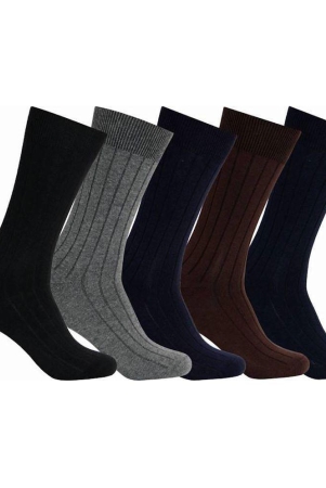hicode Blended Mens Self Design Multicolor Mid Length Socks ( Pack of 5 ) - Multicolor