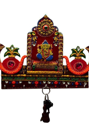 ecraftindia-multicolour-papier-mache-lord-ganesha-with-shehnai-key-holder