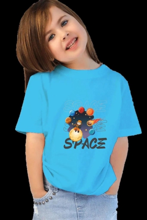 Space girl stylish t-shirts-Sky Blue / 11-12 Year