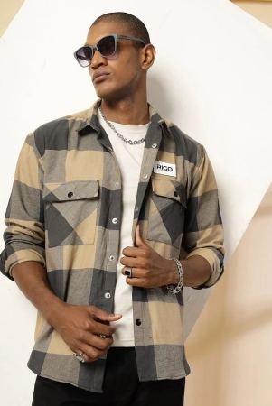 rigo-flannel-oversized-fit-checks-full-sleeves-mens-casual-shirt-beige-pack-of-1-none