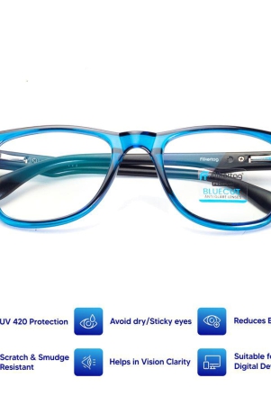 Flikertag Blue Cut Computer Glasses for Eye Protection | Zero Power Blue Light Filter Glasses With UV Protection | Anti Glare Specs for Men & Women [FTF115 F2 Wayfarer Glossy Blue Frame, 50mm]