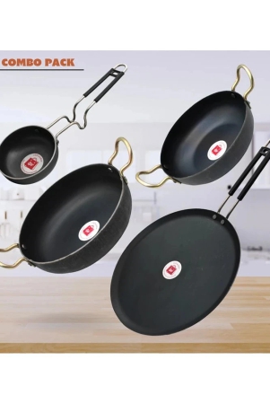 lazywindow-black-iron-no-coating-cookware-sets-set-of-4-