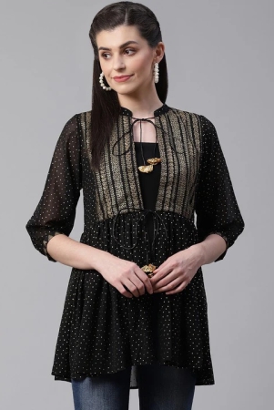 black-golden-printed-semi-sheer-front-open-kediya-tunic