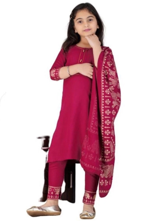 itemzon-maroon-viscose-girls-kurta-and-pant-set-pack-of-1-none