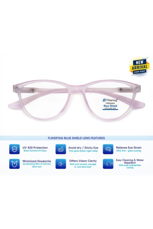 Flikertag Blue Cut Computer Glasses for Eye Protection | Zero Power Blue Light Filter Glasses With UV Protection | Anti Glare Specs for Women [FTF209 F1 Cat-Eye Matte Transparent Purple Frame, 49mm]