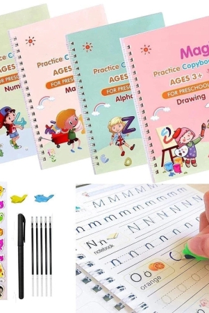 AYBOR (4 Book+10 Refill) Magic Practice Copybook for Kids Reusable Number & Letter Tracing Books Drawing & Math Practice Books Print Handwriting Workbook for Beginners Preschoolers