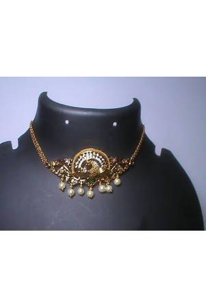 traditional-indian-gold-plated-kundan-meenakari-peacock-choker-necklace-set-with-pearls