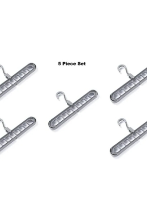 ebizmour-9-holes-design-wardrobe-space-saver-closet-organiser-smart-hanger-anti-skid-plastic-360-degree-swivel-hook-set-of-5