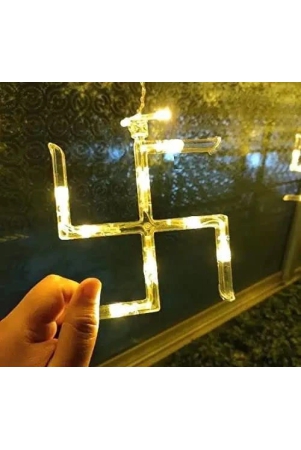 plastic-warm-white-swastik-curtain-light-string-lights-with-pack-of-12-hanging-swastik-and-om-8-flashing-modes-for-diwali-decoration-5-centimeters-led