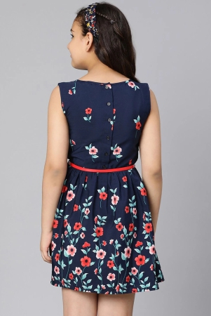 Oxolloxo Kids Girls Navy Blue Floral Satin Dress