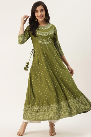 kbz-green-rayon-womens-flared-kurti-pack-of-1-none