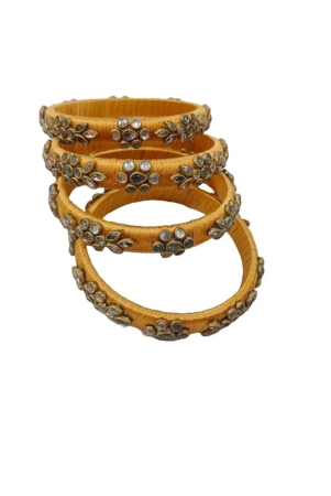 golden-silk-thread-bangle-set-with-stone-work