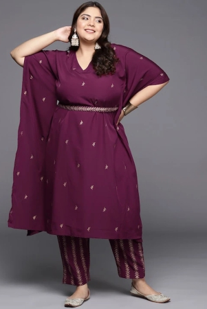 plus-size-floral-printed-kaftan-kurta-with-trousers