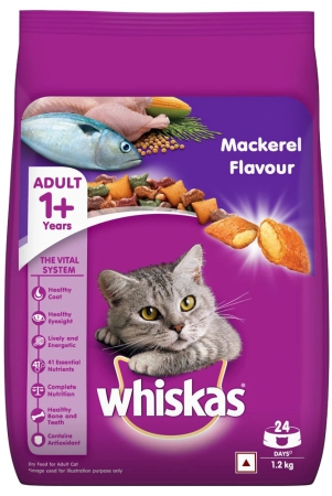 Whiskas Adult +1 Year Mackeral Dry Adult Cat Food, 1.2 Kg