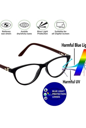 Hrinkar Cat-eyed Computer Glasses with Anti-Glare and Blue Ray Cut Lenses for Office, Gaming, Online Classes and Mobile/Computer Eye Protection Brown and Black Frame for Men & Women