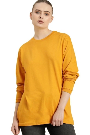 ppthefashionhub-mustard-cotton-blend-loose-fit-womens-t-shirt-pack-of-1-none