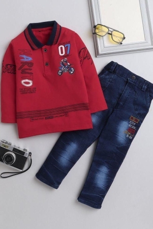 dkgf-fashion-red-cotton-blend-boys-t-shirt-jeans-pack-of-1-none