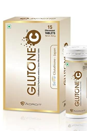 Glutone C–Glutathione & Vitamin C Effervescent Tablets| Made with Setria L-Glutathione, Amla extract & Selenium| Even Tone & Glowing Skin| 15 Tablets