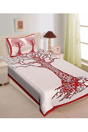 uniqchoice-cotton-single-bedsheet-with-1-pillow-cover-225-cm-x-153-cm-red