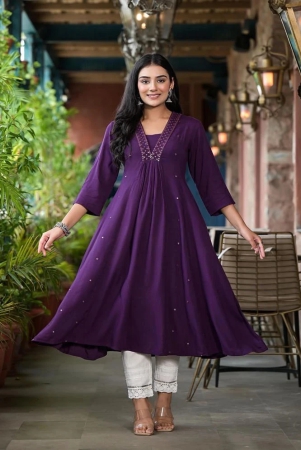 juniper-rayon-solid-flared-womens-kurti-purple-pack-of-1-none