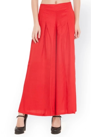 women-red-flared-solid-palazzos