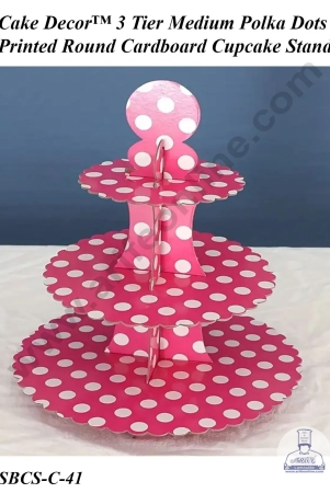 cake-decor-3-tier-medium-polka-dots-printed-round-cardboard-cupcake-stand-pink