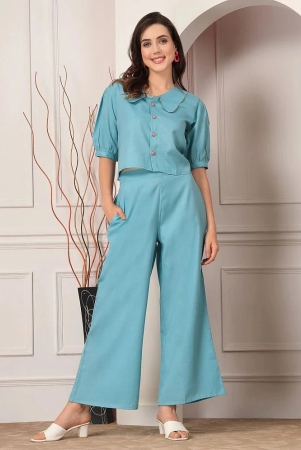 stylum-blue-solid-palazzo-top-set-none