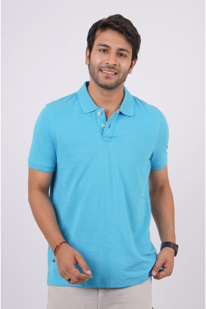 mens-md-blue-solid-polo-t-shirt