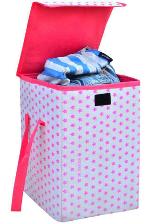 -45-l-pink-nylon-foldable-storage-boxlaundry-bag-for-clothestoy-storage-box-with-lid-handle-toys-organiser-with-side-handles