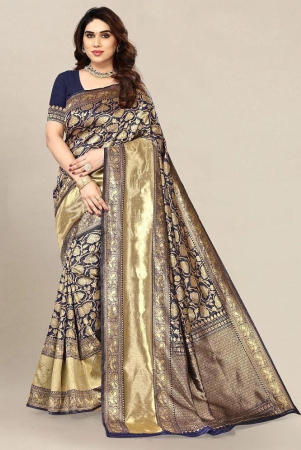 om-shantam-sarees-navy-blue-banarasi-silk-saree-with-blouse-piece-pack-of-1-navy-blue