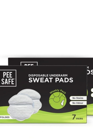 Pee Safe Disposable Underarm Sweat Pads Folded | Prevents Stains | Absorbs Sweat & Unpleasant Odour | Breathable And Deodorizing | For Men & Women | Pack Of 14 Pairs ( 28 Units)