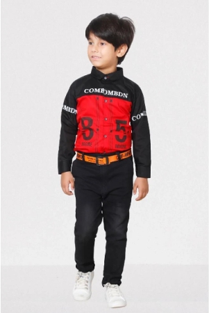 dkgf-fashion-red-cotton-blend-boys-shirt-jeans-pack-of-1-none