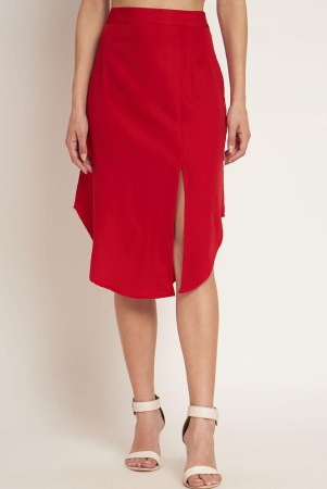 Curvydrobe Red Crepe Women's A-Line Skirt ( Pack of 1 ) - None