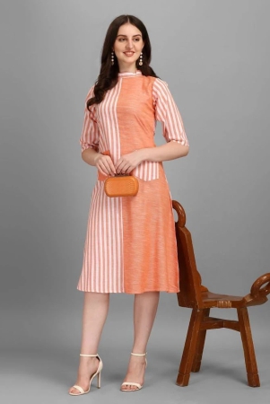 gufrina-cotton-blend-striped-midi-womens-fit-flare-dress-orange-pack-of-1-none