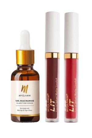 myglamm-10-niacinamide-clarifying-serum-lit-liquid-matte-lipstick-exclusive-combo