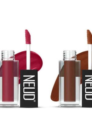 neud-matte-liquid-lipstick-combo-of-peachy-pink-and-oh-my-coco-with-two-lip-gloss-free