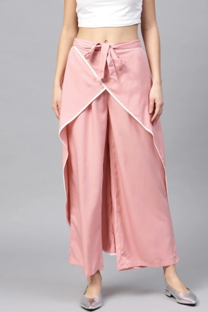 Women Pink Solid Layered Parallel Trousers