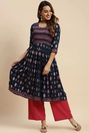 rangita-women-rayon-navy-gold-printed-calf-length-kurti-gathered-at-waist-none