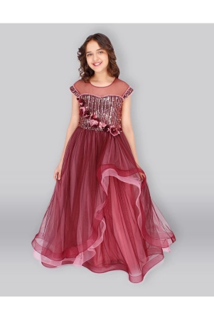 cutecumber-maroon-net-girls-gown-pack-of-1-none