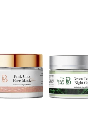 combo-of-pink-clay-face-mask-100gm-and-green-tea-night-gel-50gm