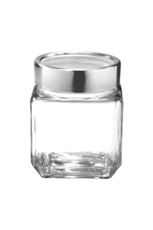 Yera X-Series KPM 310 ML Glass Storage Jar with Steel Lid | Transparent | Set of 3 Pcs