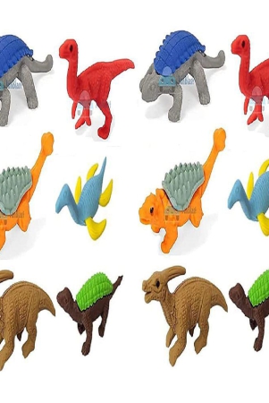 funblast-pack-of-12-pcs-dinosaur-theme-erasers-set-for-kids-educational-stationary-kit-for-kids-multicolor