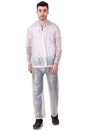 penyan-pvc-transparent-white-check-rain-suit-for-man-with-cap-freesize