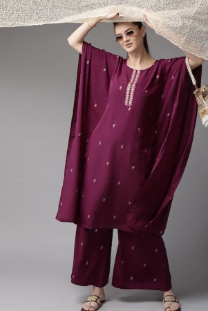 women-burgundy-golden-printed-kurta-with-palazzos