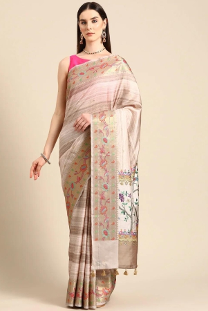 designer-beige-linen-blend-saree