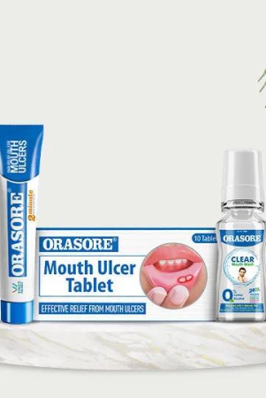 orasore-ultimate-oral-care-combo-pack-with-1-unit-each-of-mouth-ulcer-gel-12gm-mouth-ulcer-tablets-10-with-free-pen-and-clear-mouth-wash-100ml-get-complete-relief-from-mouth-ulcers-and-kil